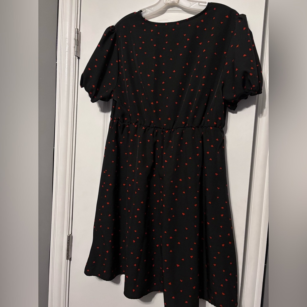 Black Red Heart Mini Dress Cottagecore Valentine Coquette 0XL - Picture 5 of 5